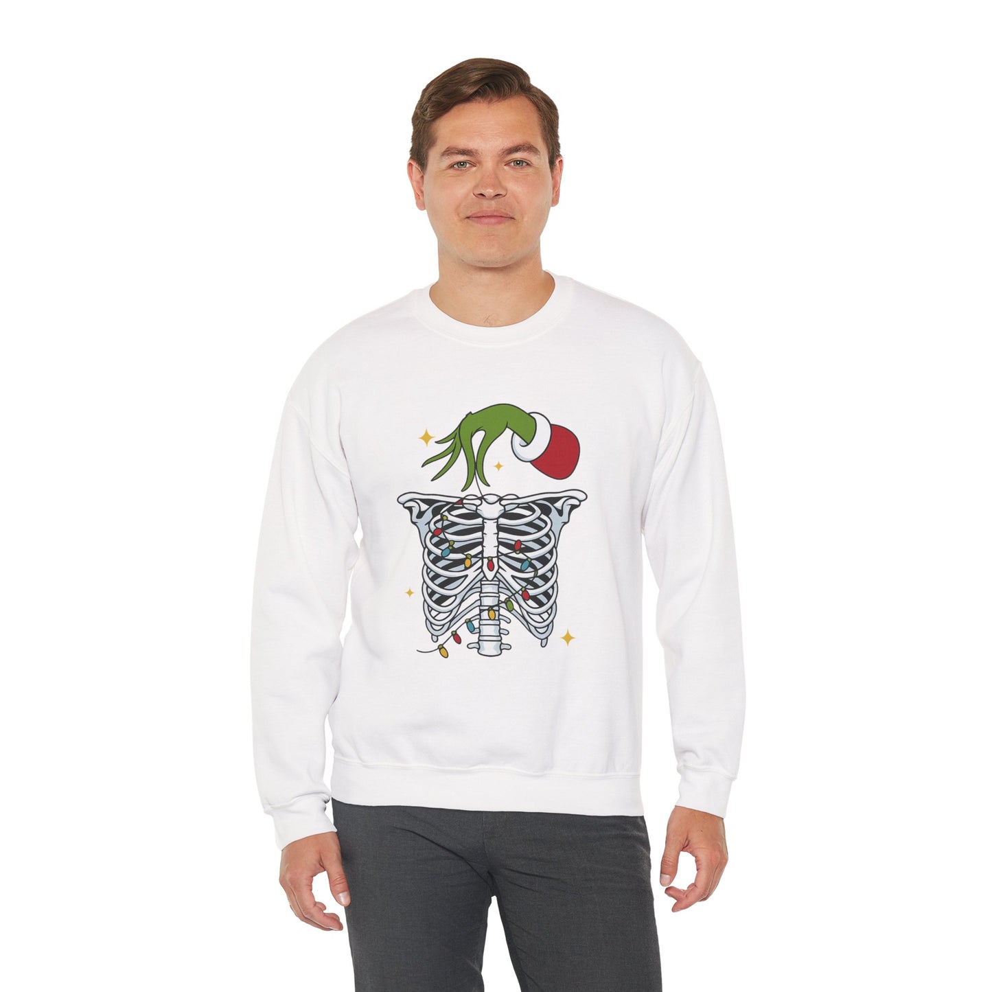 Grinch Holding Your Skeleton Ornaments - Christmas Sweatshirt | Holiday | Roly Poly Print