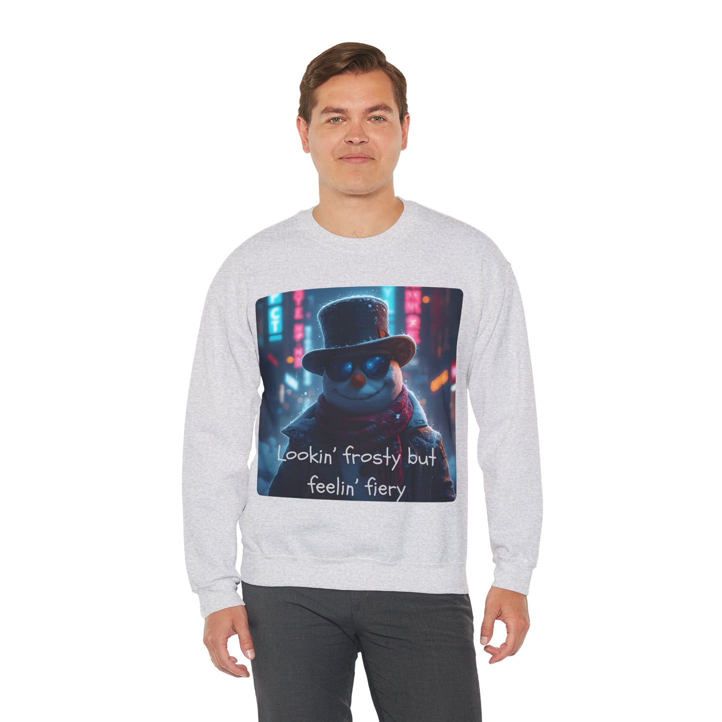 Lookin' Frosty, but Feelin' Fiery Snowman - Christmas Sweatshirt | Holiday | Roly Poly Print