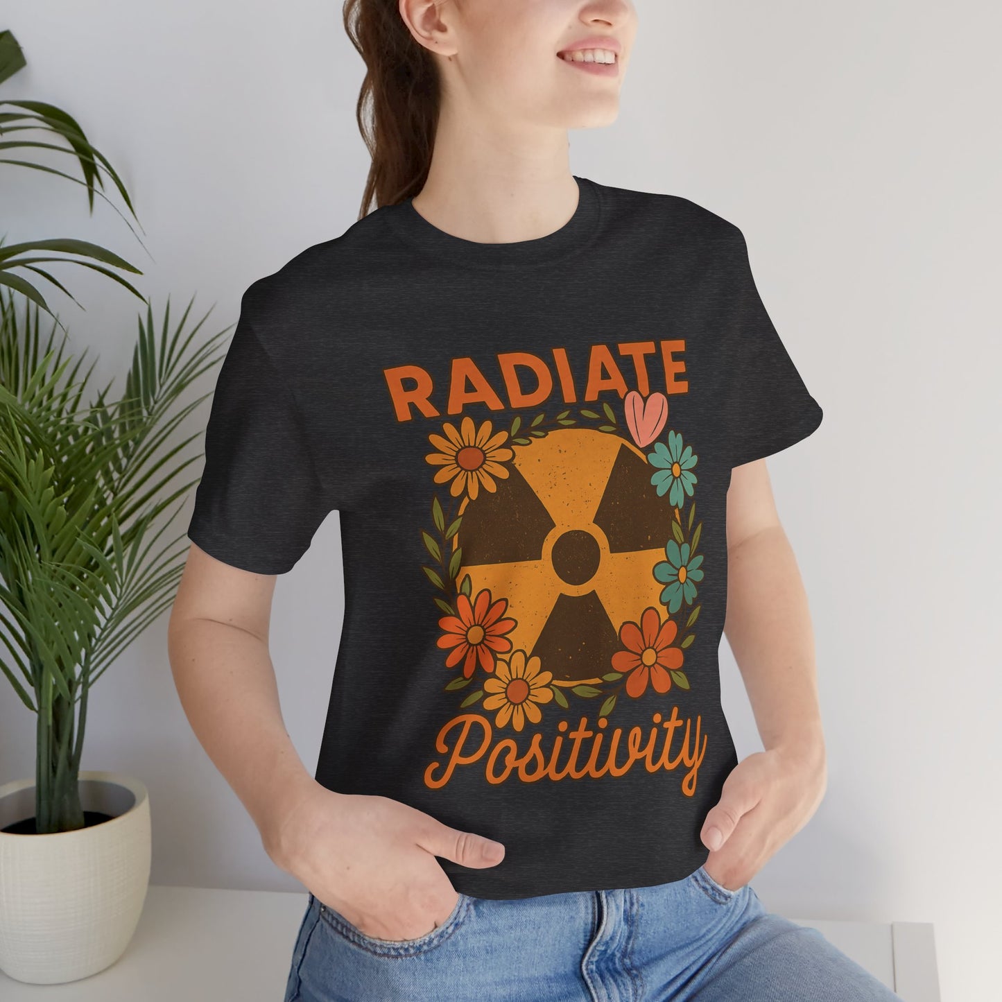 Radiate Positivity Radiation Symbol with Daisies - T-Shirt | Nurses and Healthcare | Roly Poly Print