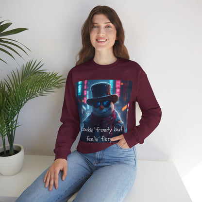 Lookin' Frosty, but Feelin' Fiery Snowman - Christmas Sweatshirt | Holiday | Roly Poly Print