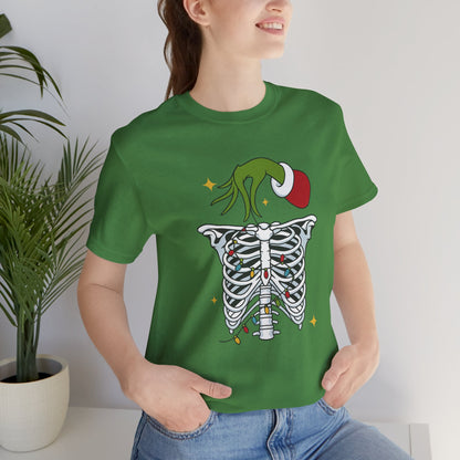 Grinch Holding Your Skeleton Ornaments - Christmas T-Shirt | Holiday | Roly Poly Print