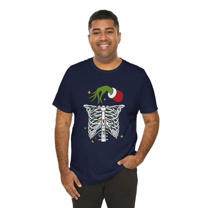 Grinch Holding Your Skeleton Ornaments - Christmas T-Shirt | Holiday | Roly Poly Print
