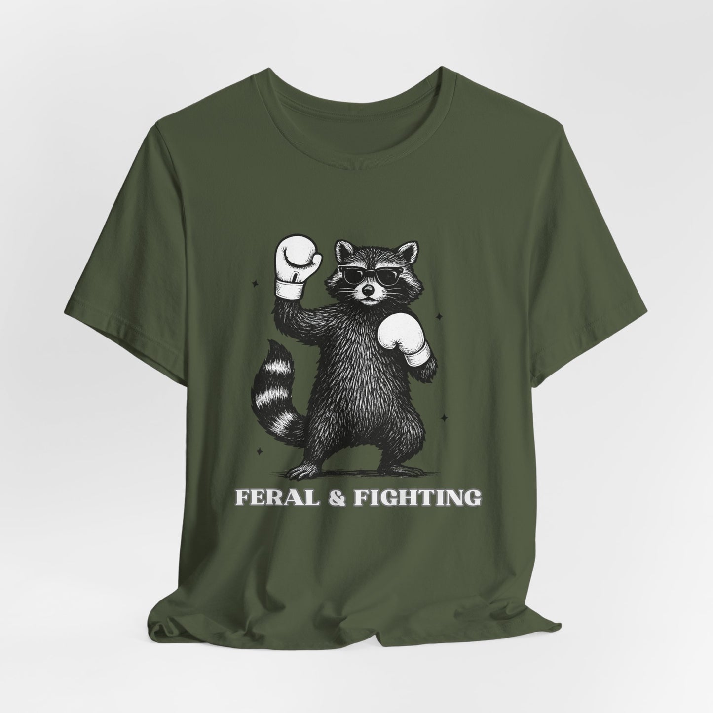 Feral and Fighting Boxing Raccoon - T-Shirt | Funny & Sarcastic | Roly Poly Print