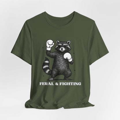 Feral and Fighting Boxing Raccoon - T-Shirt | Funny & Sarcastic | Roly Poly Print