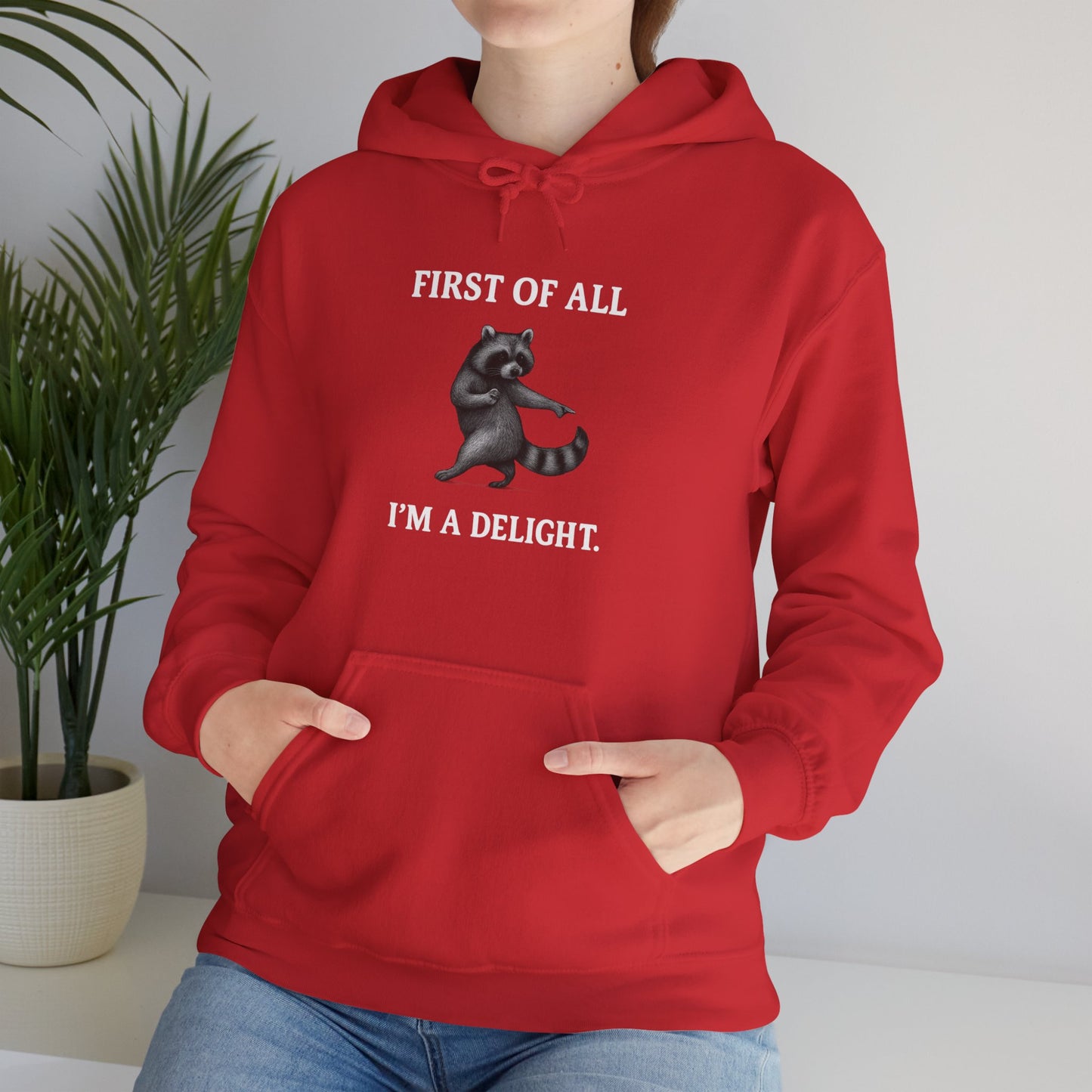 First of All, I'm a Delight Raccoon - Hoodie | Pets and Animals | Roly Poly Print