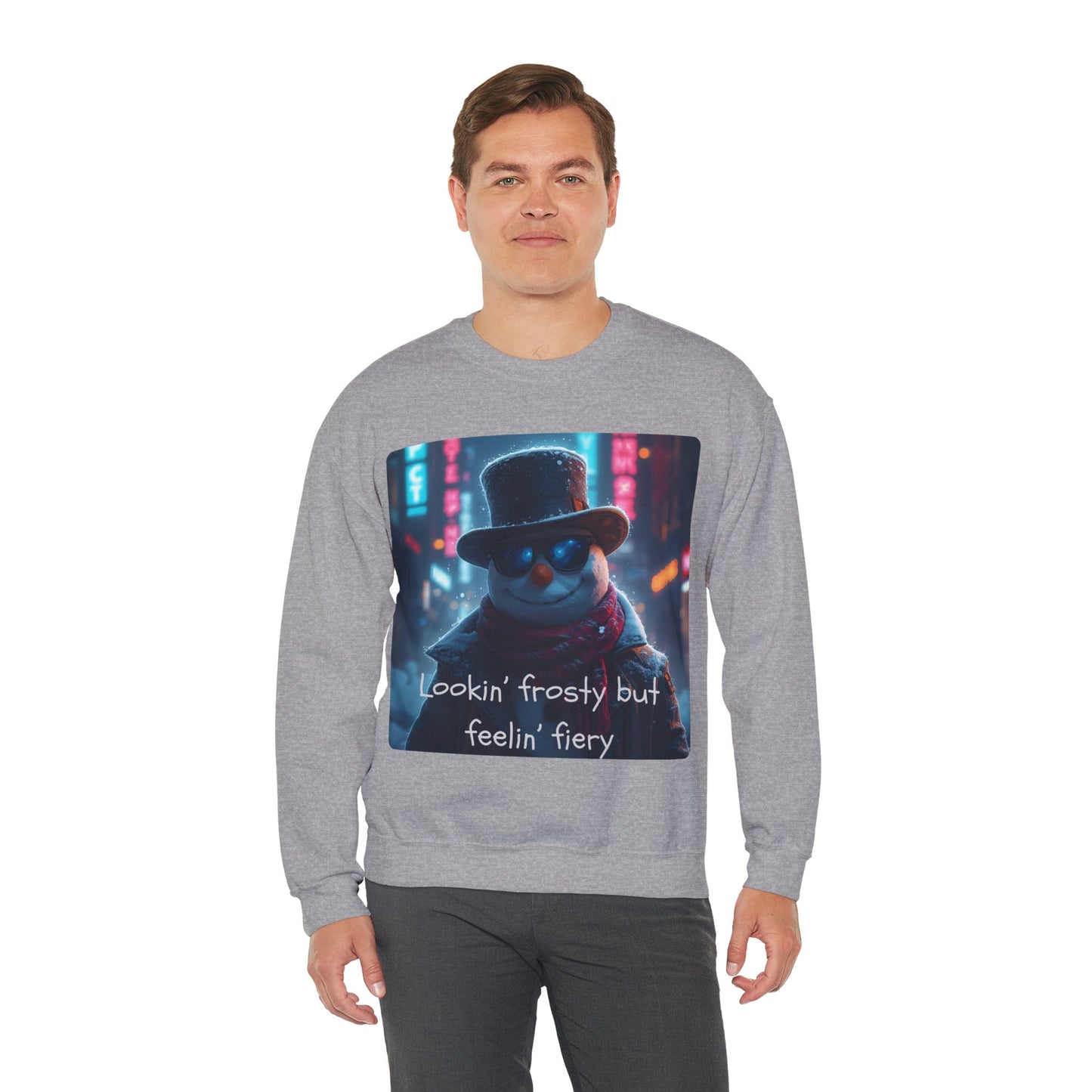 Lookin' Frosty, but Feelin' Fiery Snowman - Christmas Sweatshirt | Holiday | Roly Poly Print