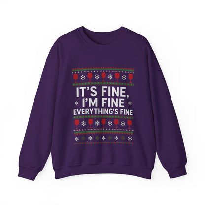 It's Fine, I'm Fine, Everything's Fine Traditional - Christmas Sweatshirt | Holiday | Roly Poly Print
