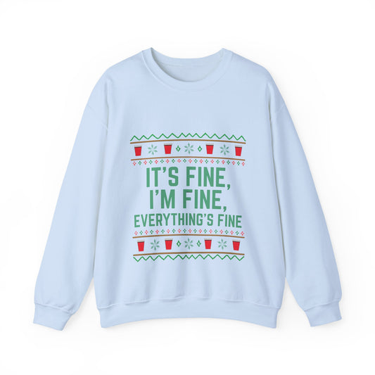 It's Fine, I'm Fine, Everything's Fine Solo Cup for White - Christmas Sweatshirt | Holiday | Roly Poly Print