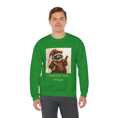 'twas the 'tism, m'Lord Medieval Raccoon - Sweatshirt | Overstimulated Humor | Roly Poly Print