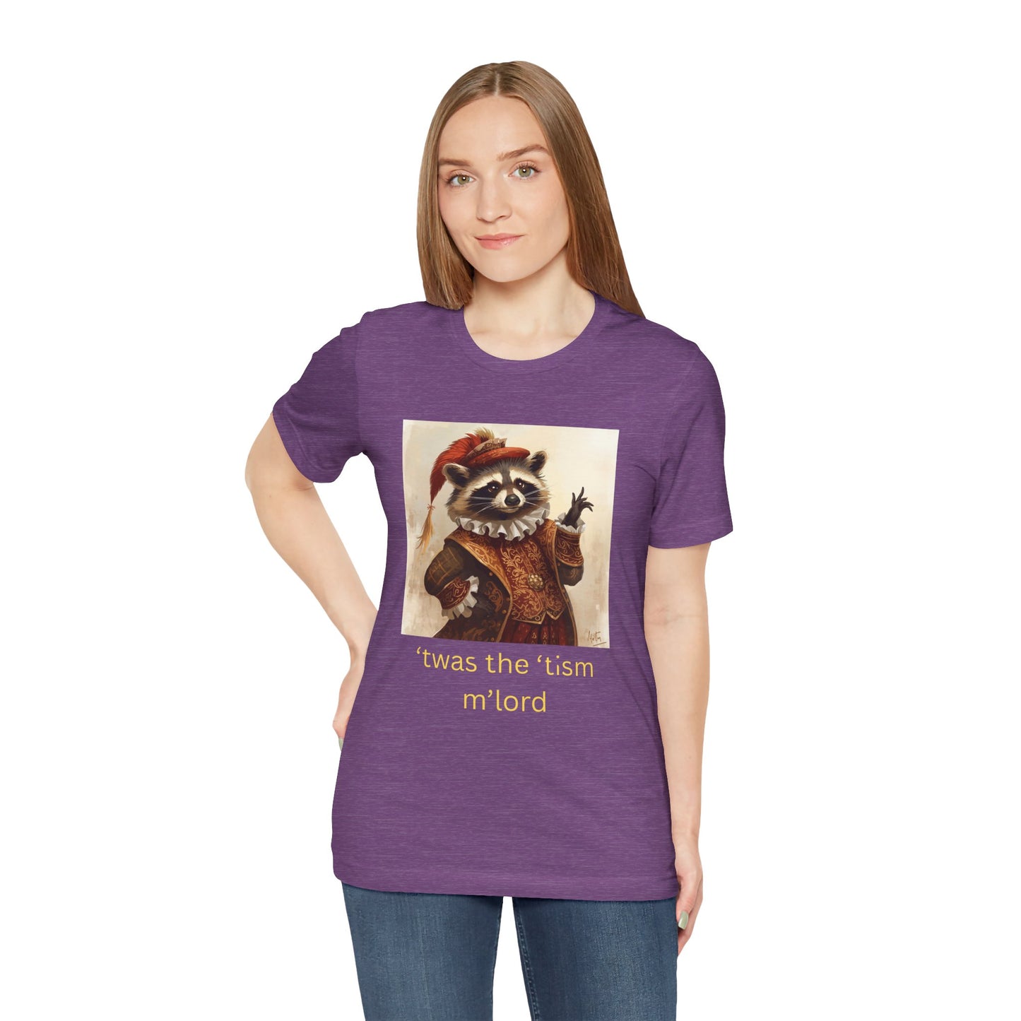 ’twas the ’tism m’lord Medieval Raccoon – T-Shirt | Overstimulated Humor | Roly Poly Print