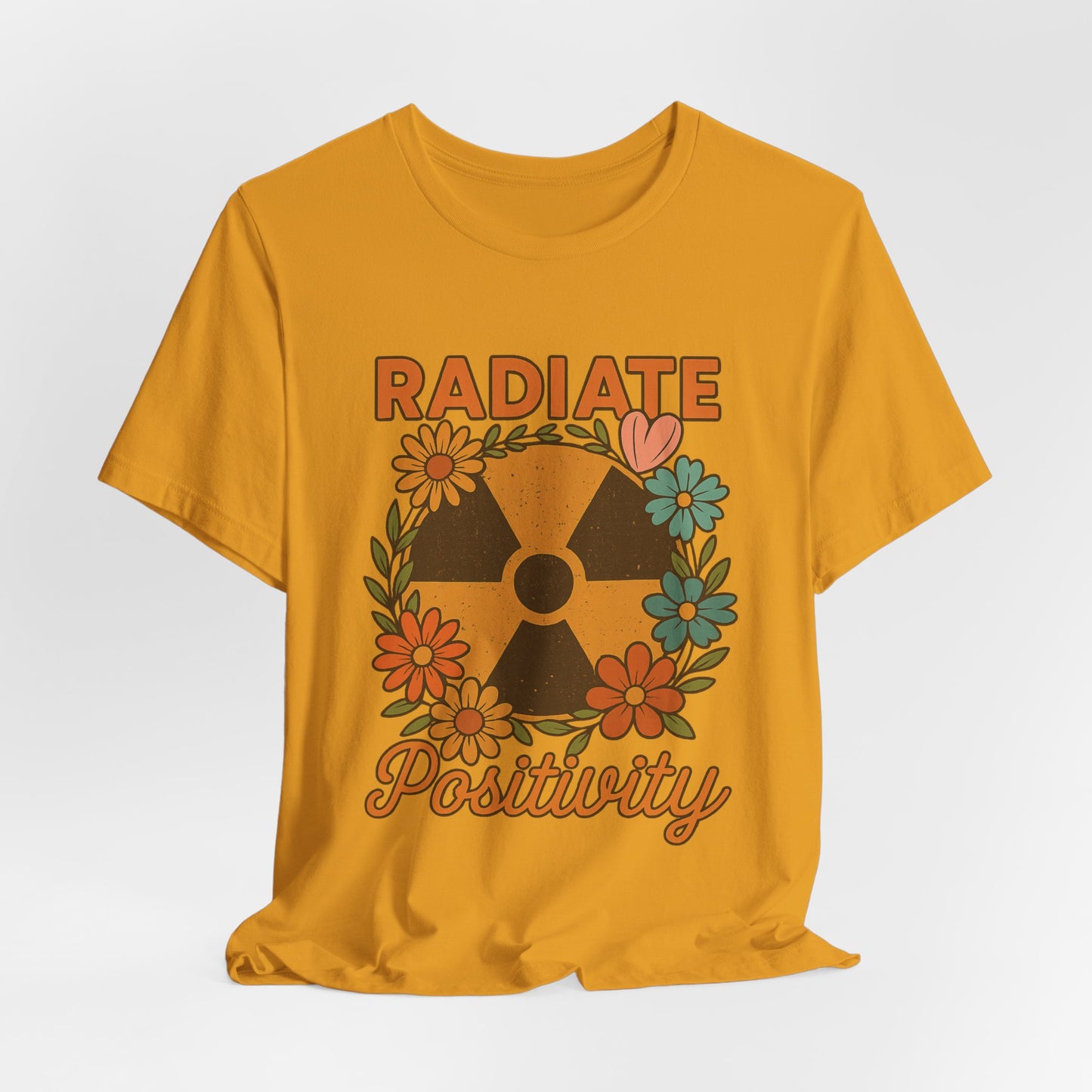 Radiate Positivity Radiation Symbol with Daisies - T-Shirt | Nurses and Healthcare | Roly Poly Print
