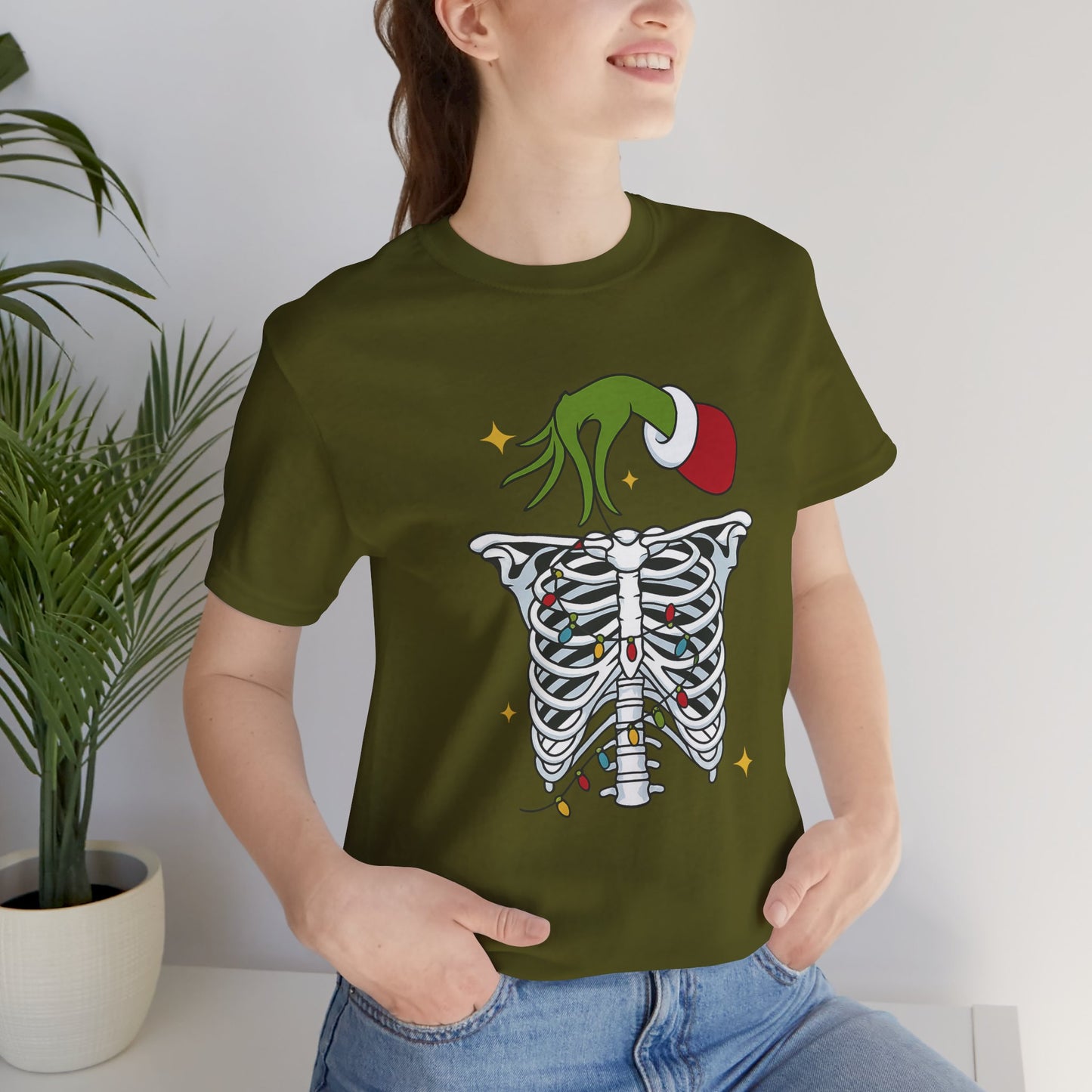Grinch Holding Your Skeleton Ornaments - Christmas T-Shirt | Holiday | Roly Poly Print
