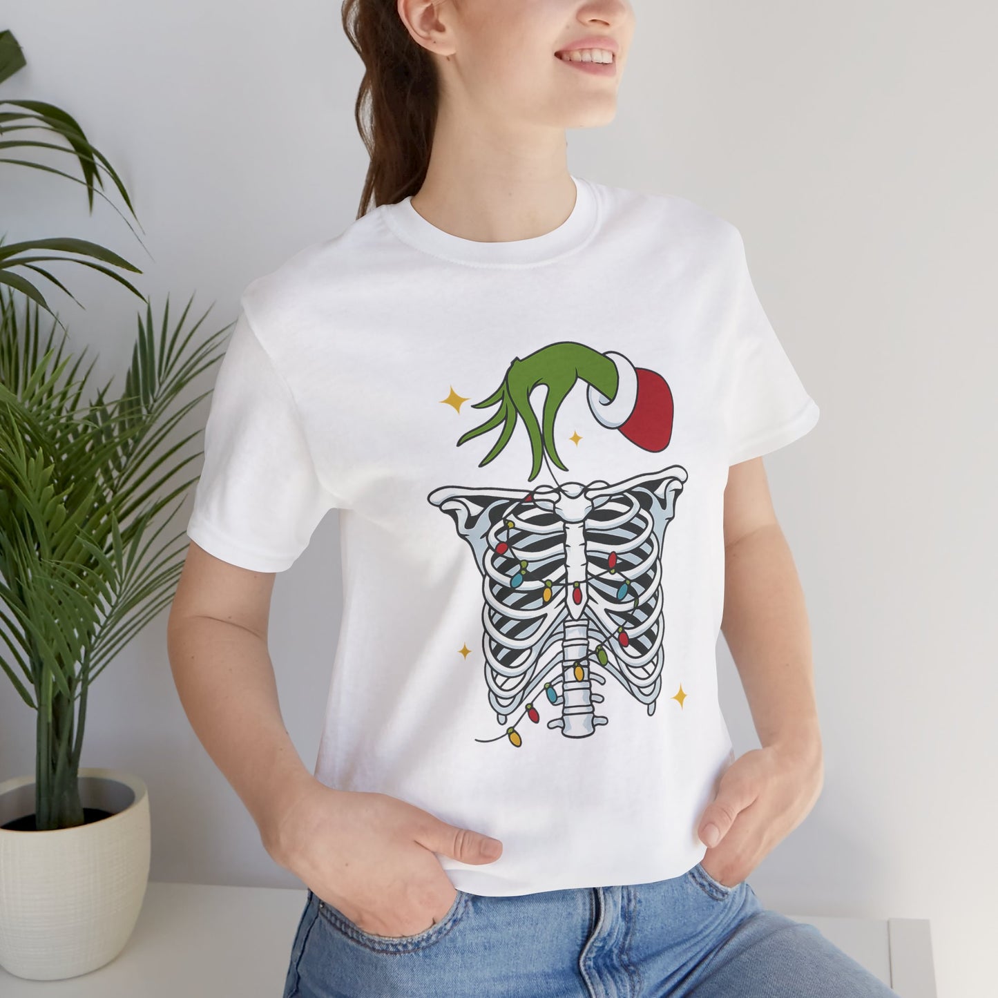 Grinch Holding Your Skeleton Ornaments - Christmas T-Shirt | Holiday | Roly Poly Print