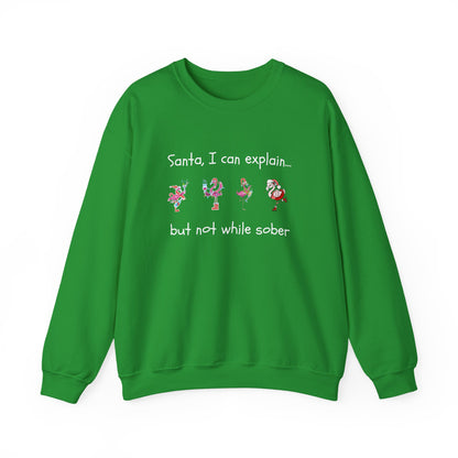 Santa I Can Explain, But Not While Sober Flamingos - Christmas Sweater | Holiday | Roly Poly Print