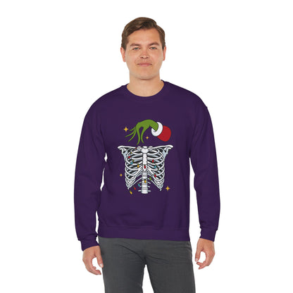 Grinch Holding Your Skeleton Ornaments - Christmas Sweatshirt | Holiday | Roly Poly Print