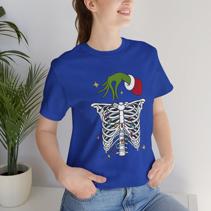 Grinch Holding Your Skeleton Ornaments - Christmas T-Shirt | Holiday | Roly Poly Print