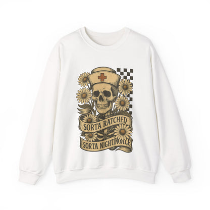 Sorta Ratched Sorta Nightingale with Daisies - Sweatshirt | Nurses and Healthcare | Roly Poly Print