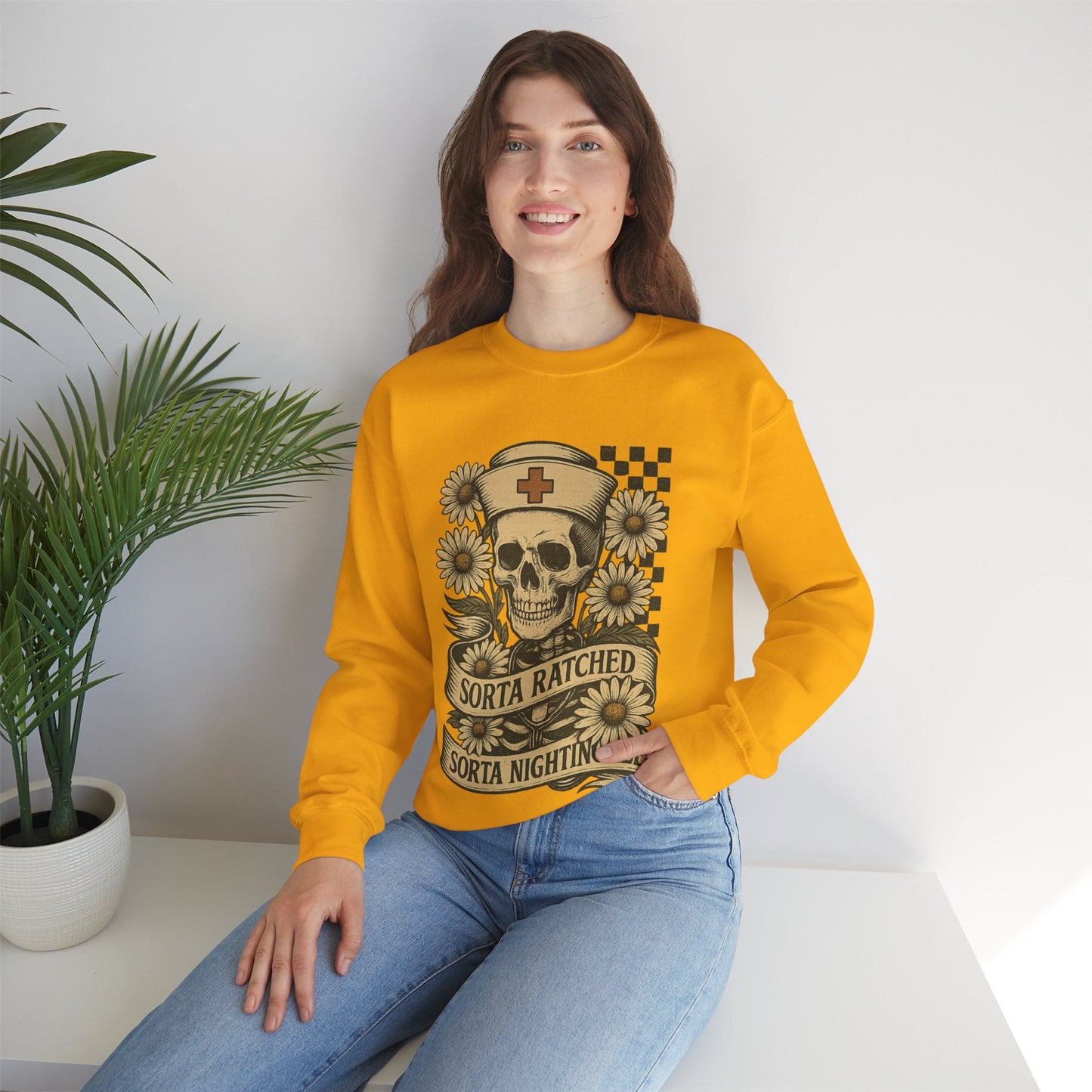Sorta Ratched Sorta Nightingale with Daisies - Sweatshirt | Nurses and Healthcare | Roly Poly Print