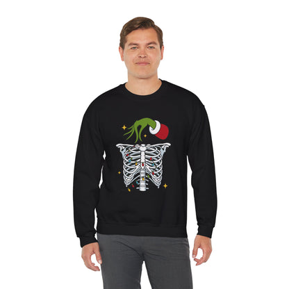 Grinch Holding Your Skeleton Ornaments - Christmas Sweatshirt | Holiday | Roly Poly Print