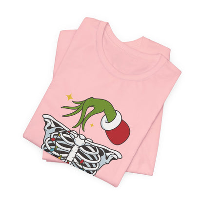Grinch Holding Your Skeleton Ornaments - Christmas T-Shirt | Holiday | Roly Poly Print