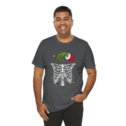 Grinch Holding Your Skeleton Ornaments - Christmas T-Shirt | Holiday | Roly Poly Print