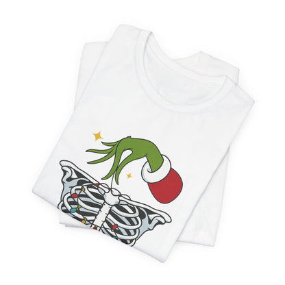 Grinch Holding Your Skeleton Ornaments - Christmas T-Shirt | Holiday | Roly Poly Print