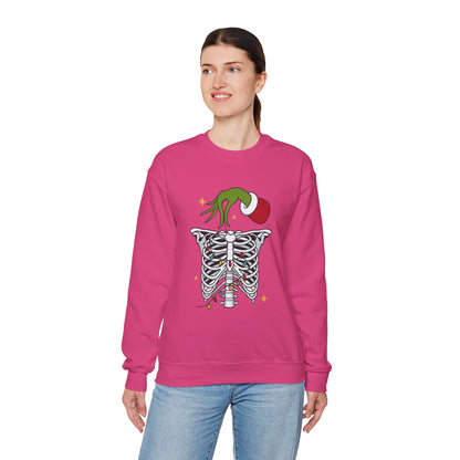 Grinch Holding Your Skeleton Ornaments - Christmas Sweatshirt | Holiday | Roly Poly Print