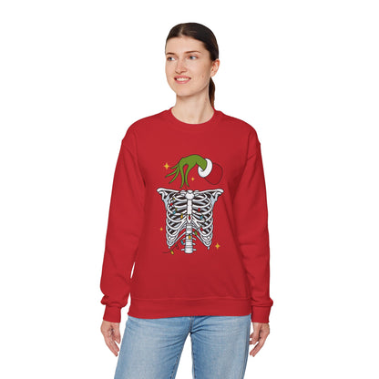 Grinch Holding Your Skeleton Ornaments - Christmas Sweatshirt | Holiday | Roly Poly Print
