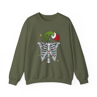 Grinch Holding Your Skeleton Ornaments - Christmas Sweatshirt | Holiday | Roly Poly Print