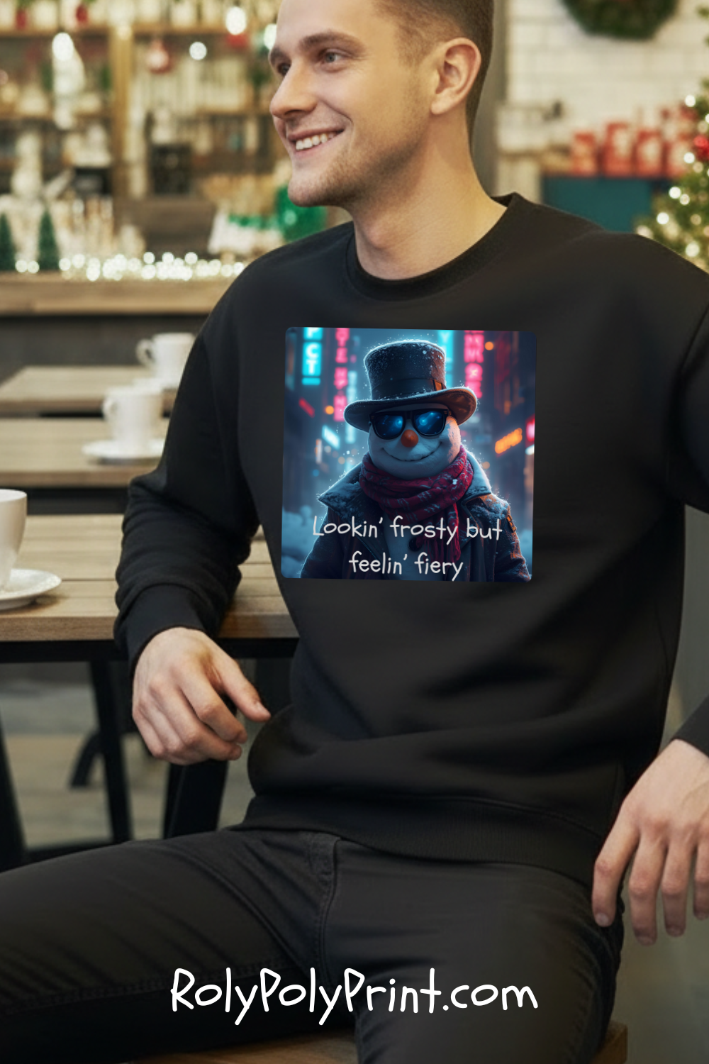 Lookin' Frosty, but Feelin' Fiery Snowman - Christmas Sweatshirt | Holiday | Roly Poly Print