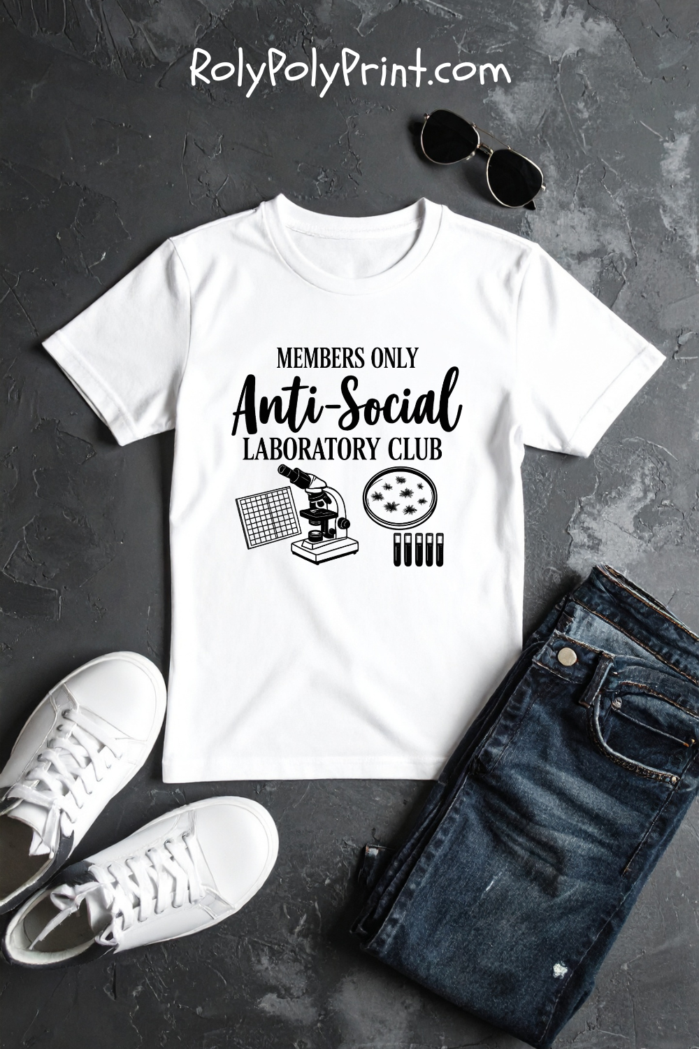 Anti-Social Laboratory Club  - Light Color Material T-Shirt | STEM | Roly Poly Print