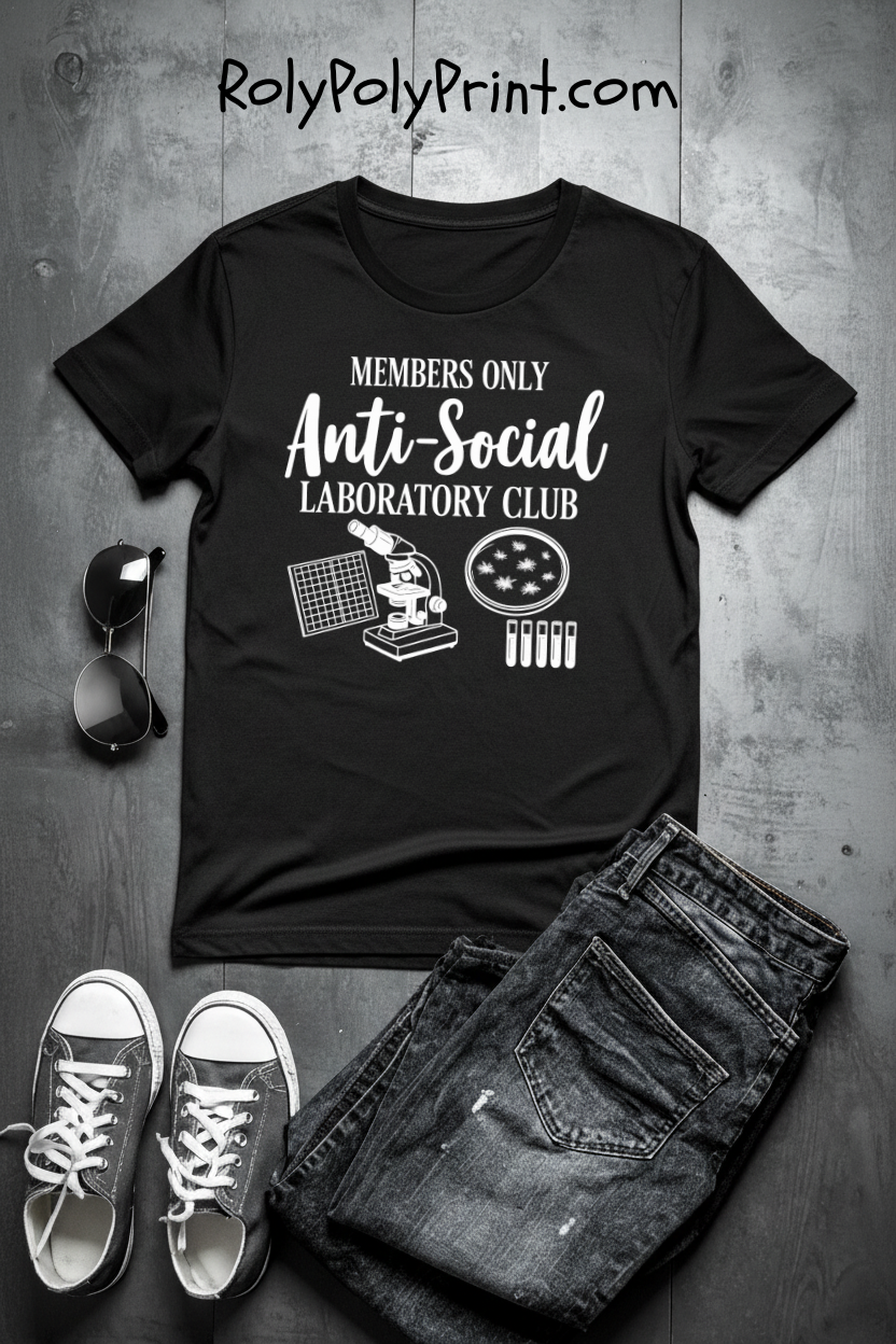 Anti-Social Laboratory Club - Dark Material T-Shirt | STEM | Roly Poly Print
