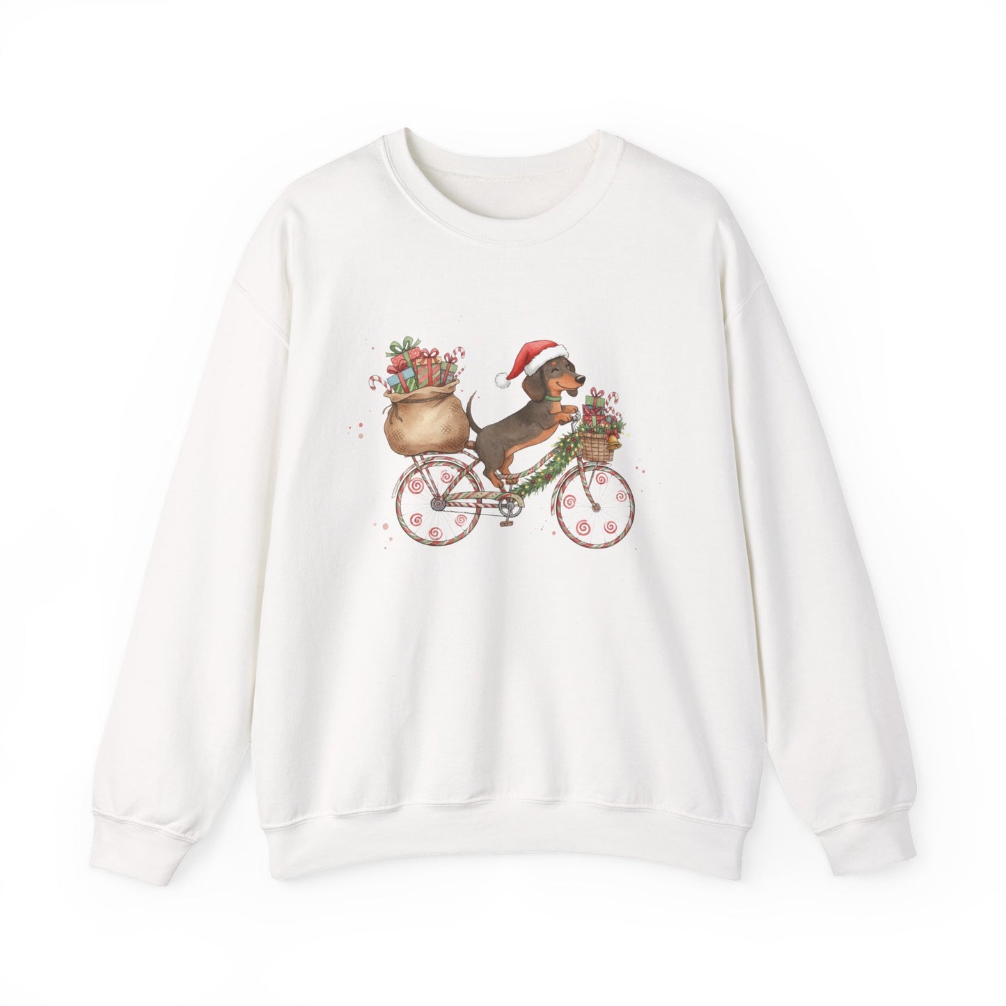 Dachshund on a Bike - Christmas Sweatshirt | Holiday | Roly Poly Print