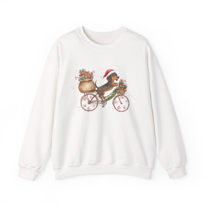 Dachshund on a Bike - Christmas Sweatshirt | Holiday | Roly Poly Print