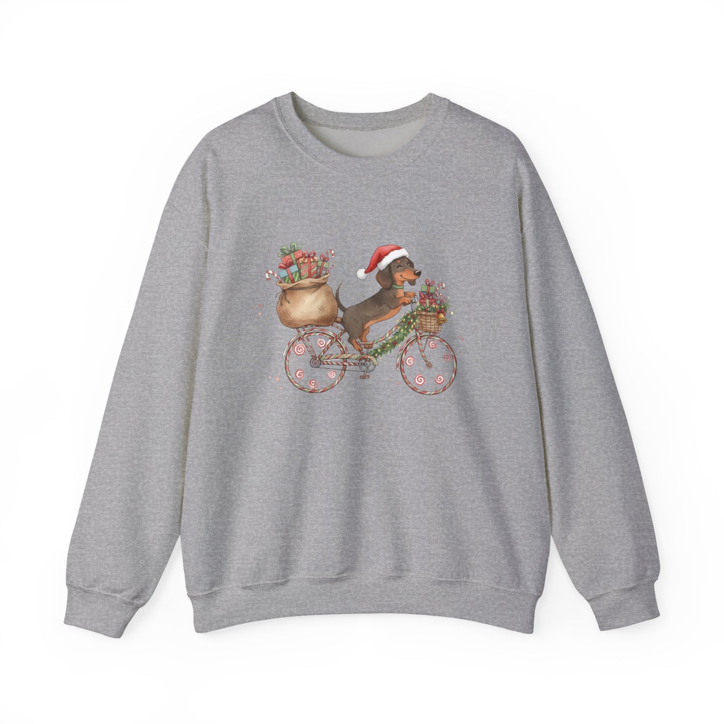 Dachshund on a Bike - Christmas Sweatshirt | Holiday | Roly Poly Print