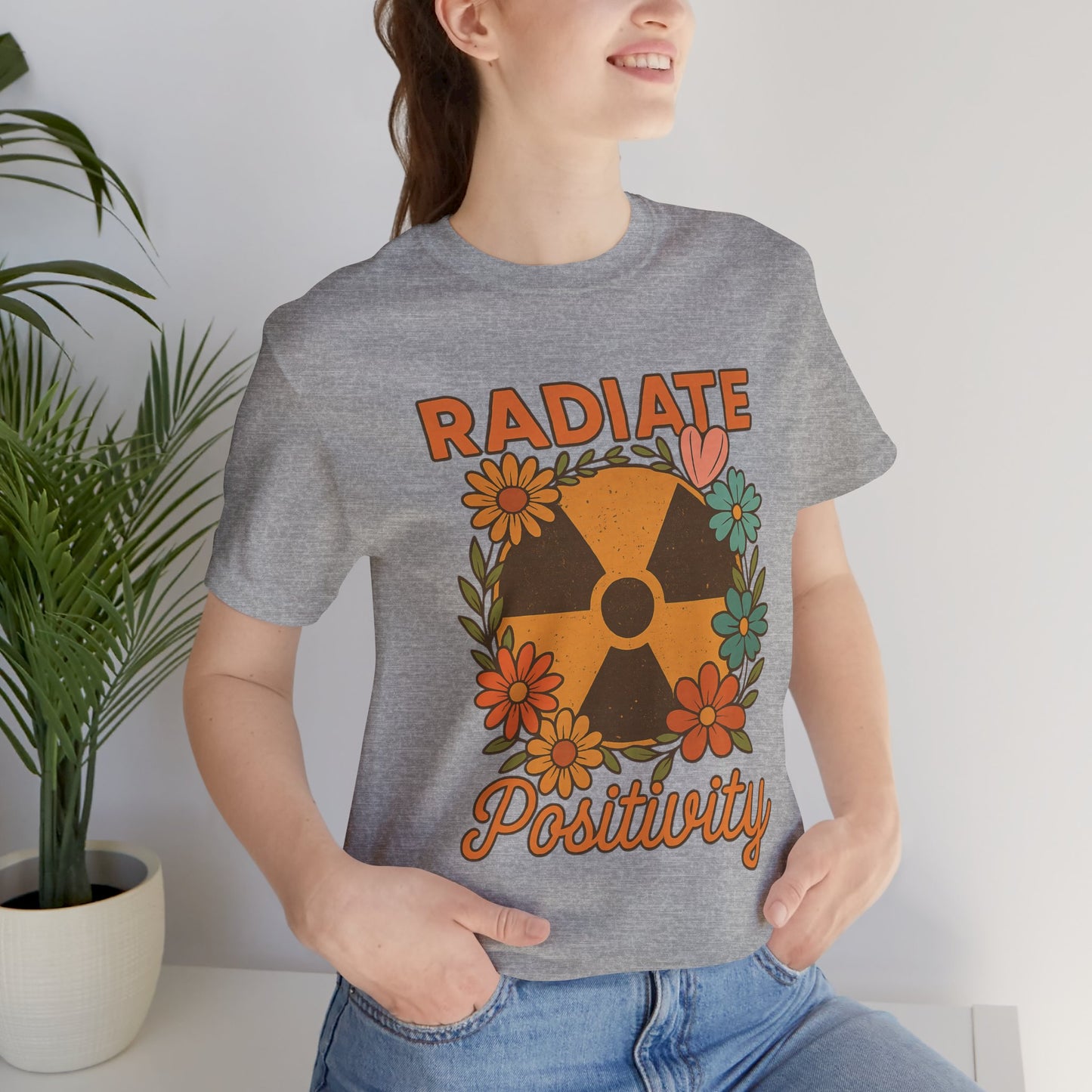 Radiate Positivity Radiation Symbol with Daisies - T-Shirt | Nurses and Healthcare | Roly Poly Print
