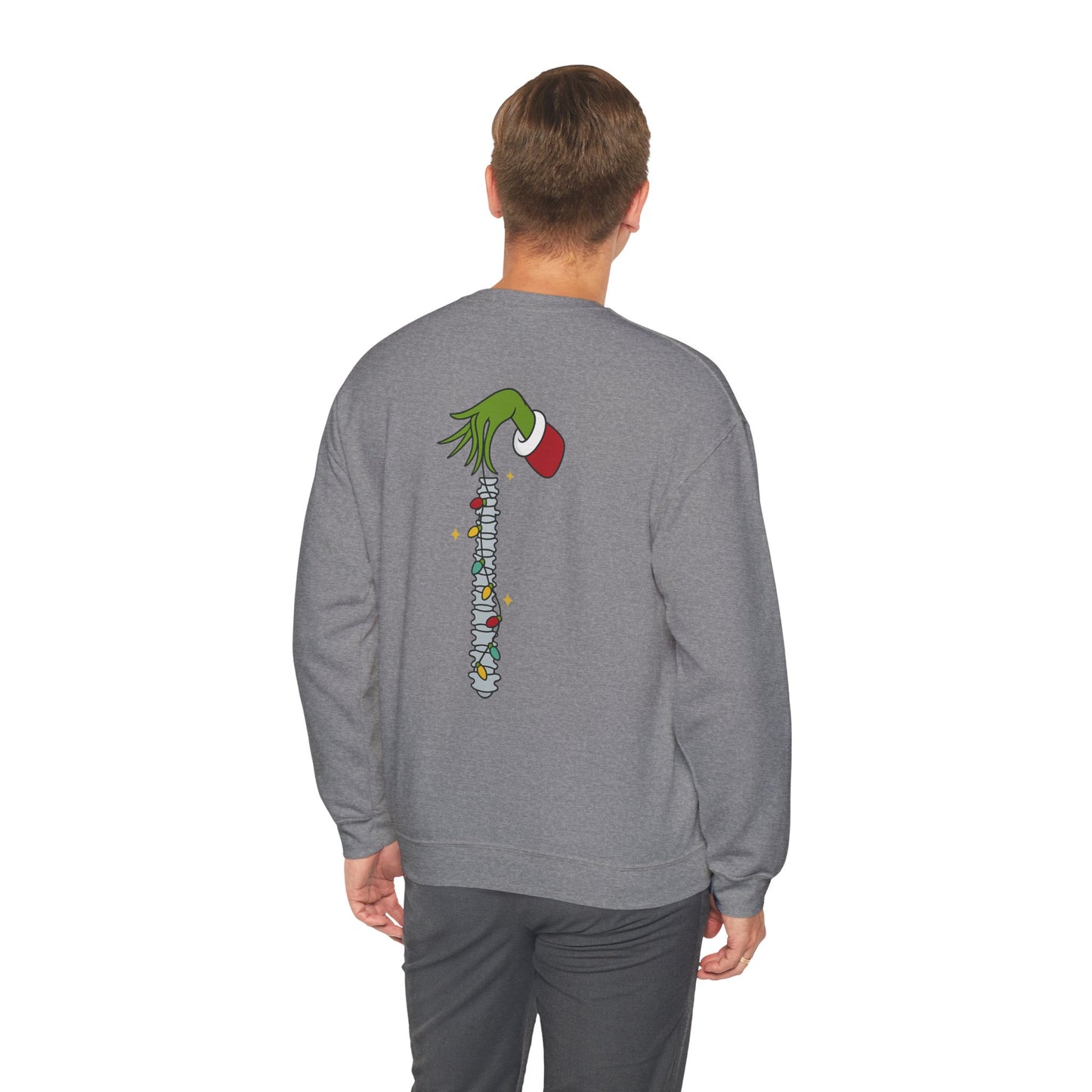 Grinch Holding Your Skeleton Ornaments - Christmas Sweatshirt | Holiday | Roly Poly Print