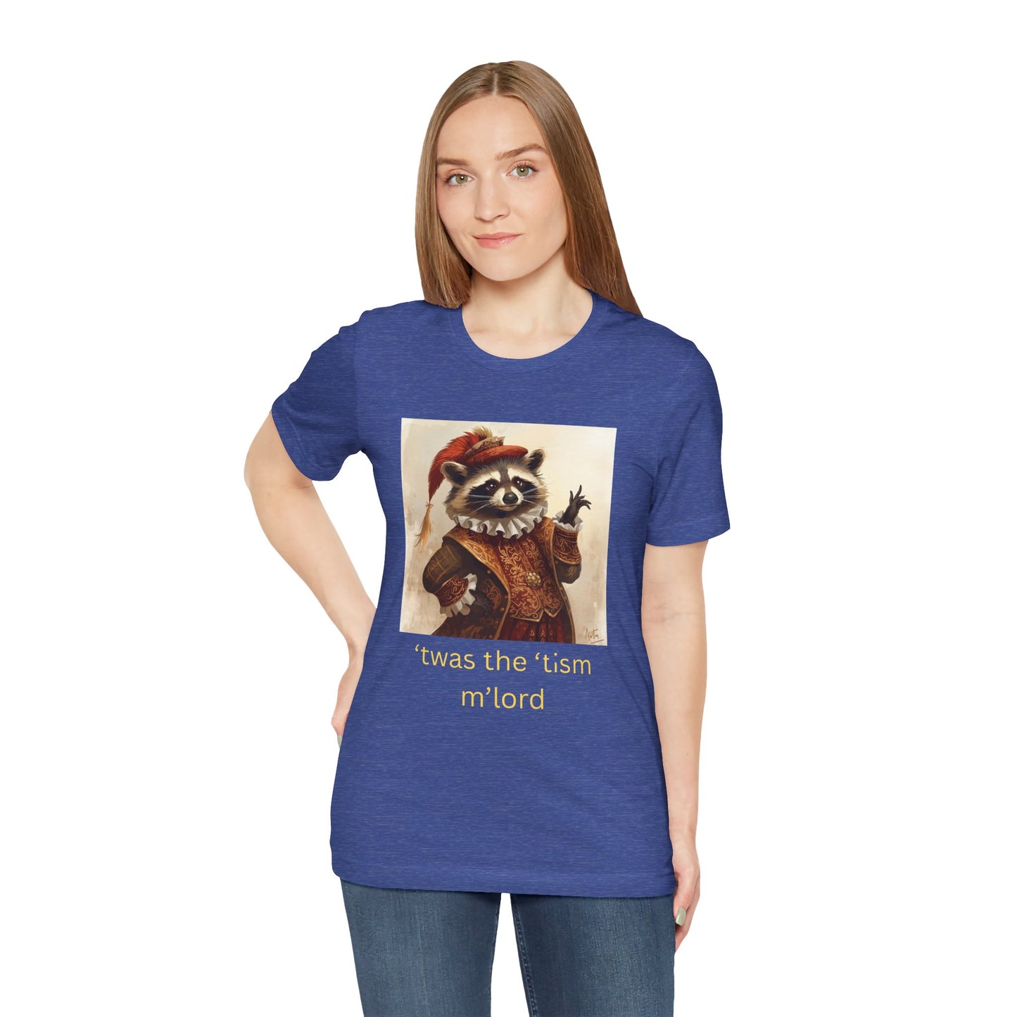 ’twas the ’tism m’lord Medieval Raccoon – T-Shirt | Overstimulated Humor | Roly Poly Print