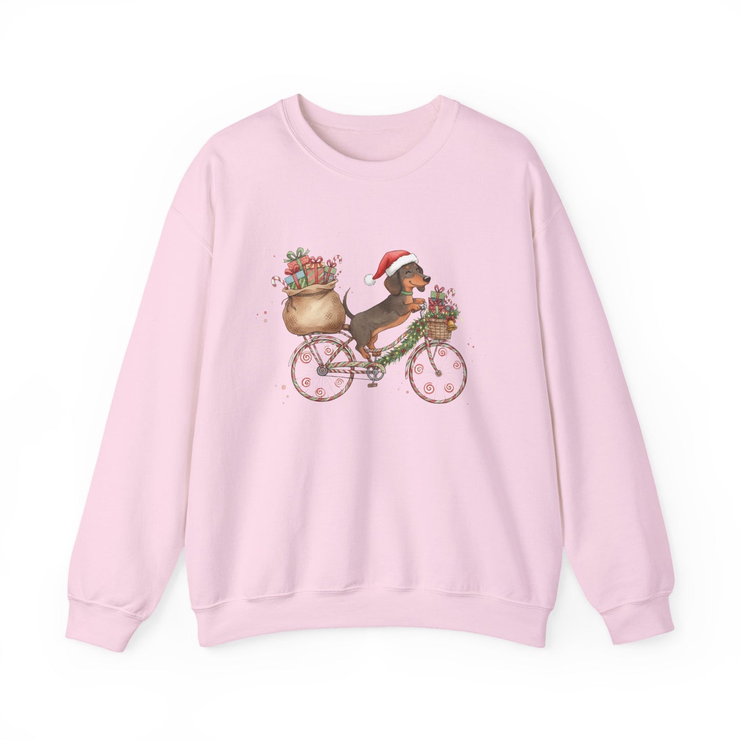 Dachshund on a Bike - Christmas Sweatshirt | Holiday | Roly Poly Print