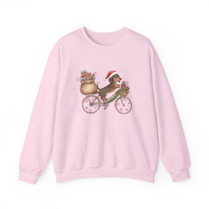 Dachshund on a Bike - Christmas Sweatshirt | Holiday | Roly Poly Print