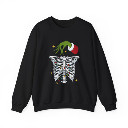 Grinch Holding Your Skeleton Ornaments - Christmas Sweatshirt | Holiday | Roly Poly Print