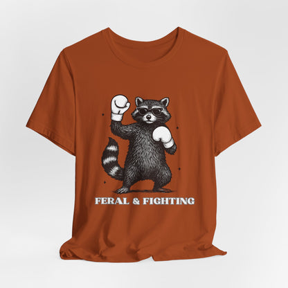Feral and Fighting Boxing Raccoon - T-Shirt | Funny & Sarcastic | Roly Poly Print