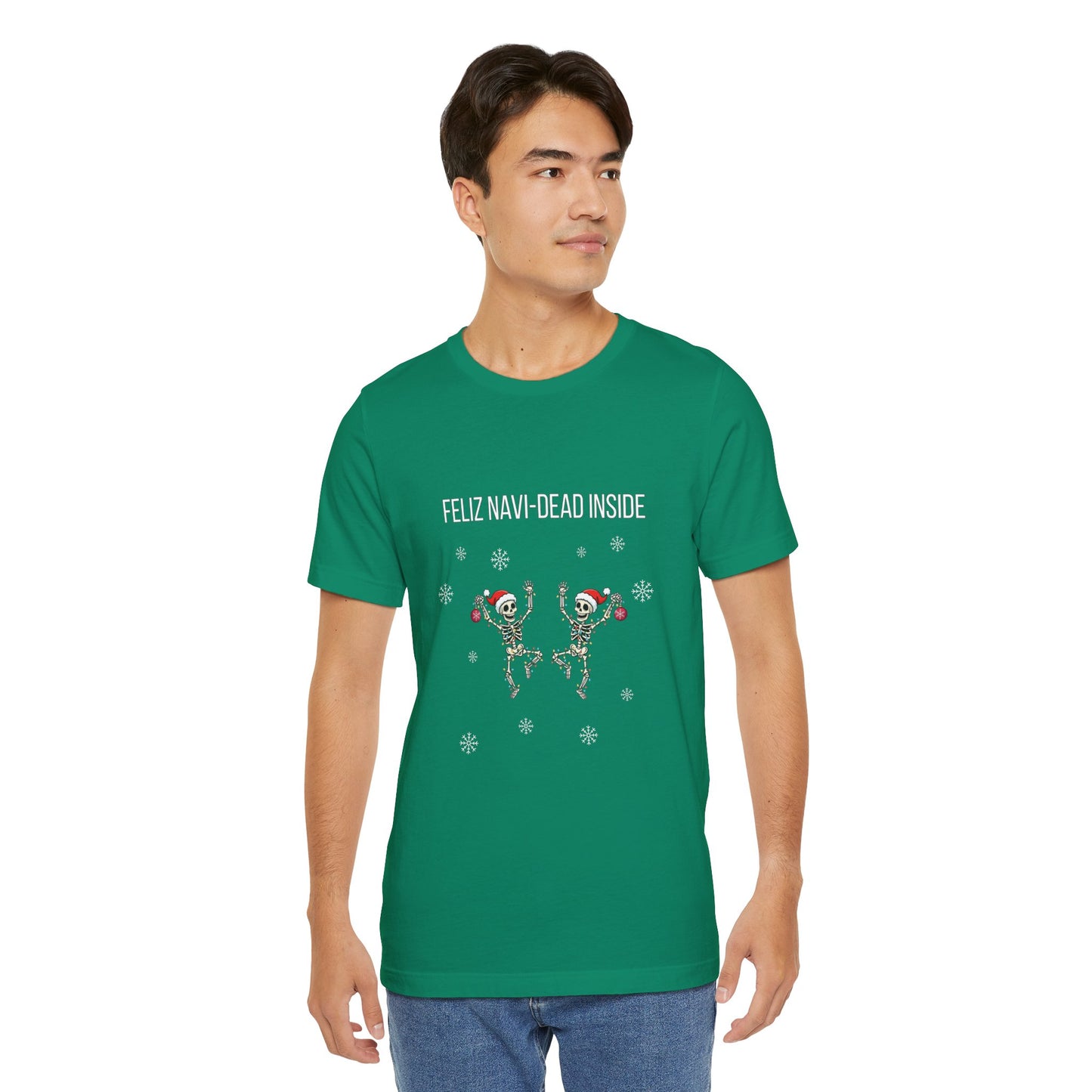 Feliz Navi Dead Inside Dancing Skeletons - Christmas T-Shirt | Holiday | Roly Poly Print
