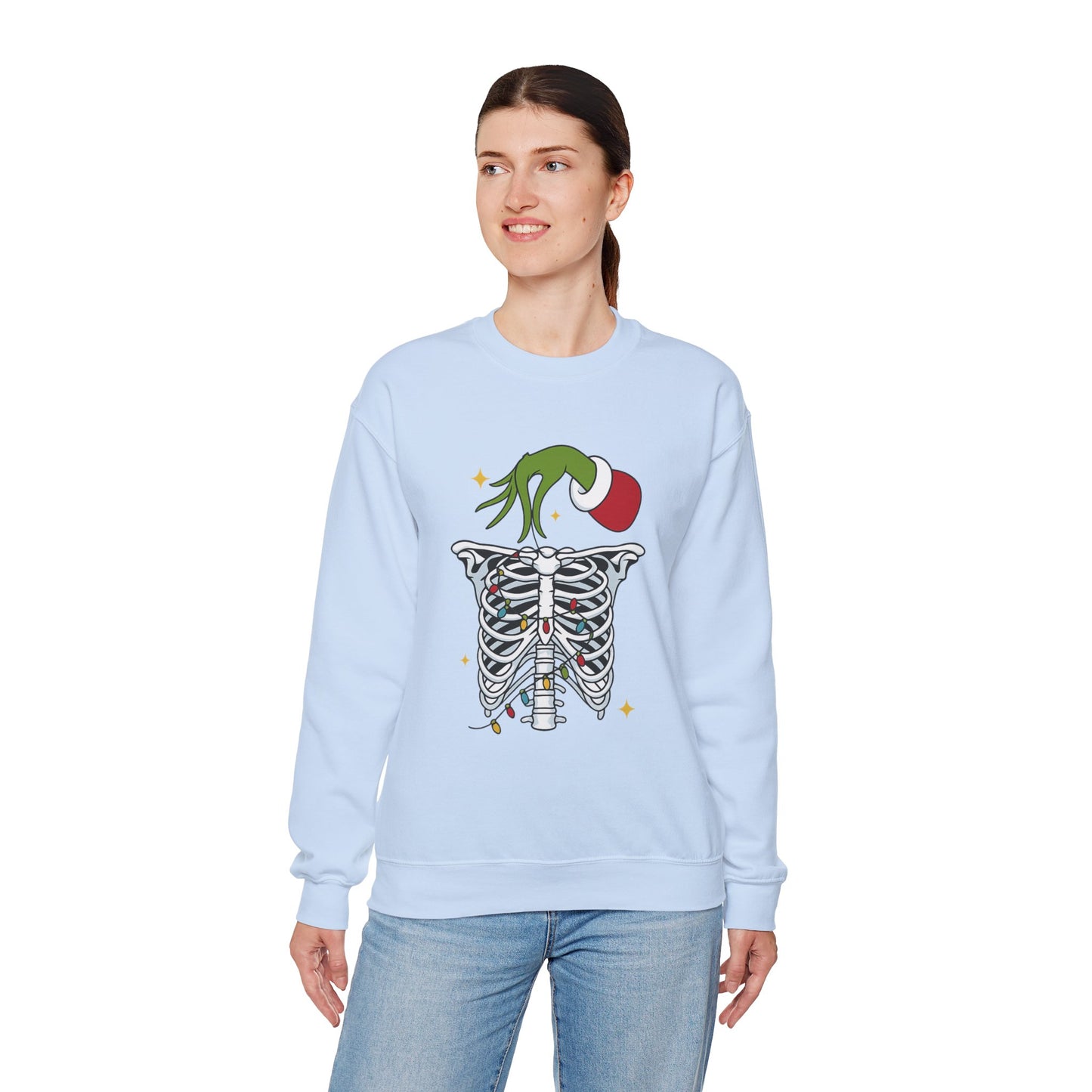 Grinch Holding Your Skeleton Ornaments - Christmas Sweatshirt | Holiday | Roly Poly Print