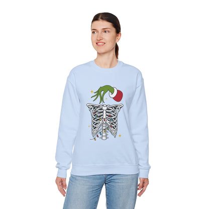 Grinch Holding Your Skeleton Ornaments - Christmas Sweatshirt | Holiday | Roly Poly Print