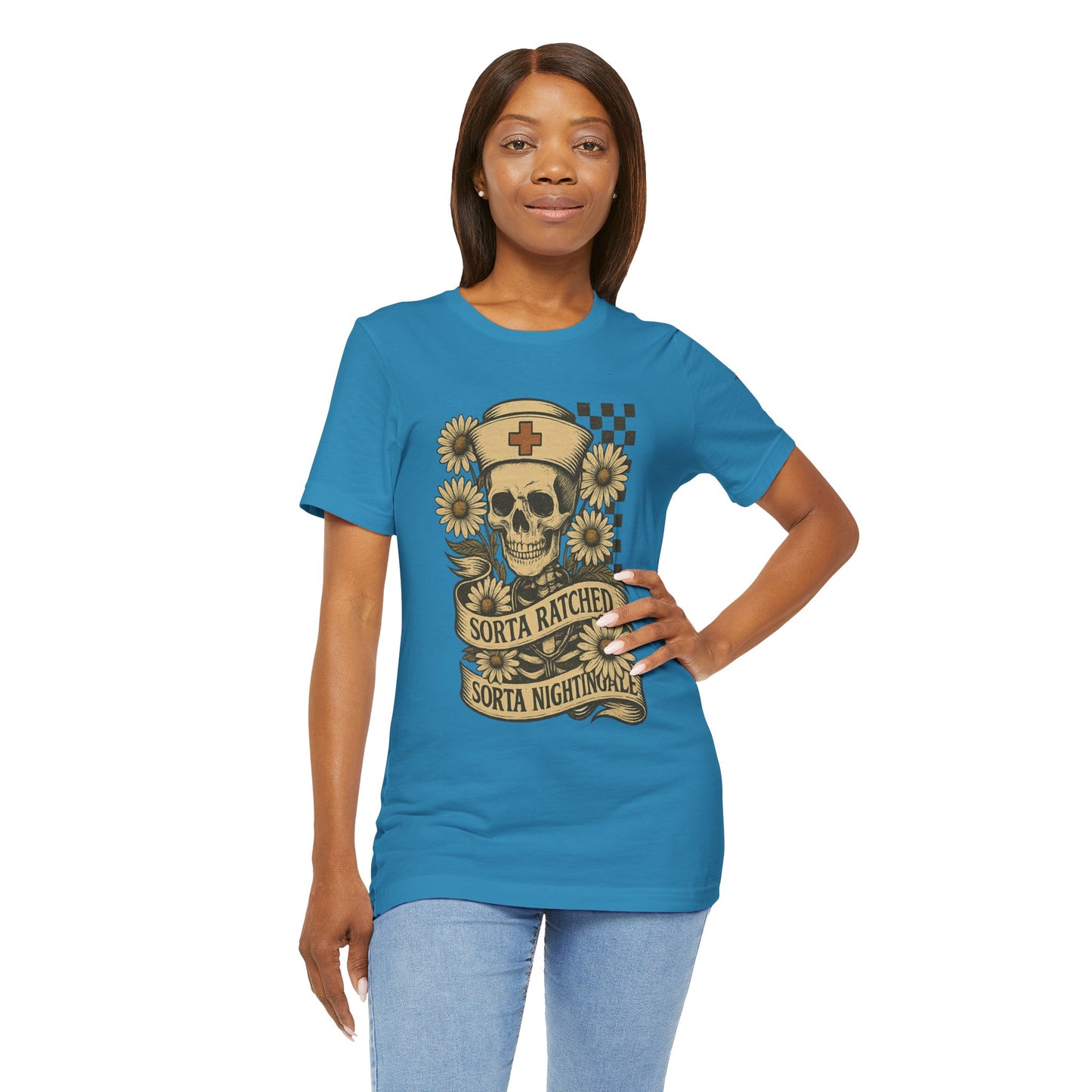 Sorta Ratched Sorta Nightingale with Daisies - T-Shirt | Nurses and Healthcare | Roly Poly Print