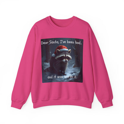 Dear Santa, I've Been Bad and It Was Worth It Raccoon - Christmas Sweatshirt | Pets and Animals | Roly Poly Print