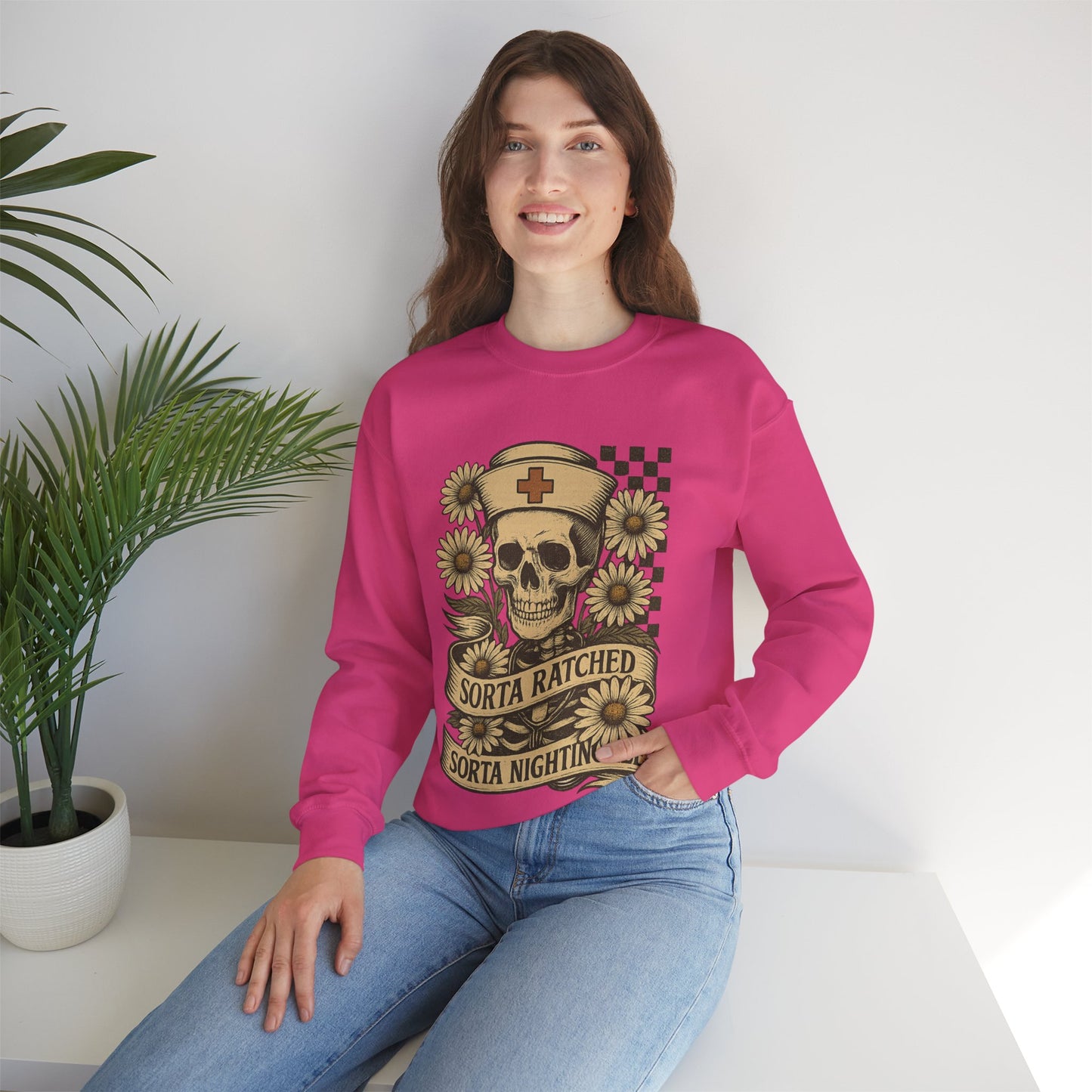Sorta Ratched Sorta Nightingale with Daisies - Sweatshirt | Nurses and Healthcare | Roly Poly Print
