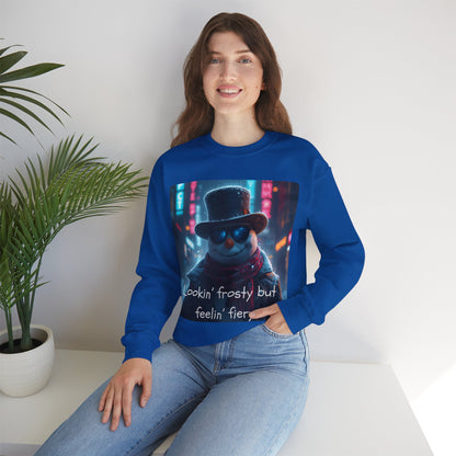 Lookin' Frosty, but Feelin' Fiery Snowman - Christmas Sweatshirt | Holiday | Roly Poly Print