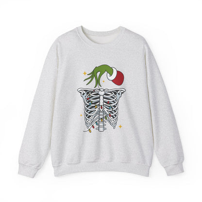 Grinch Holding Your Skeleton Ornaments - Christmas Sweatshirt | Holiday | Roly Poly Print